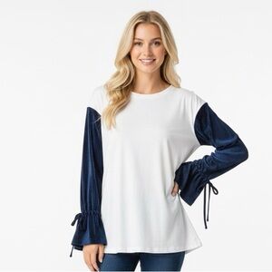 Listicle White and Navy Long Sleeve Top size small new with tags